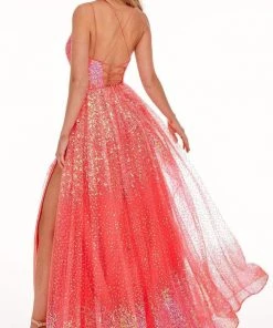 Rachel Allan - 70047 Sequined Scoop Neck High Slit Gown 7 Rachel Allan - 70047 Sequined Scoop Neck High Slit Gown