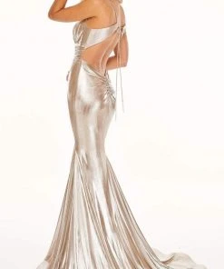 Rachel Allan - 70053 Metallic Open Back Mermaid Gown 10 Rachel Allan - 70053 Metallic Open Back Mermaid Gown