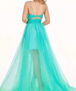 Rachel Allan - 70063 Plunging V Neck Tulle Dress 9 Rachel Allan - 70063 Plunging V Neck Tulle Dress