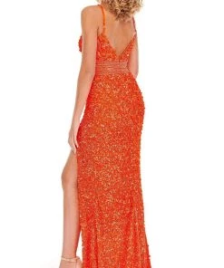 Rachel Allan - 70091 Embellished Plunging V Neck Sheath Dress
