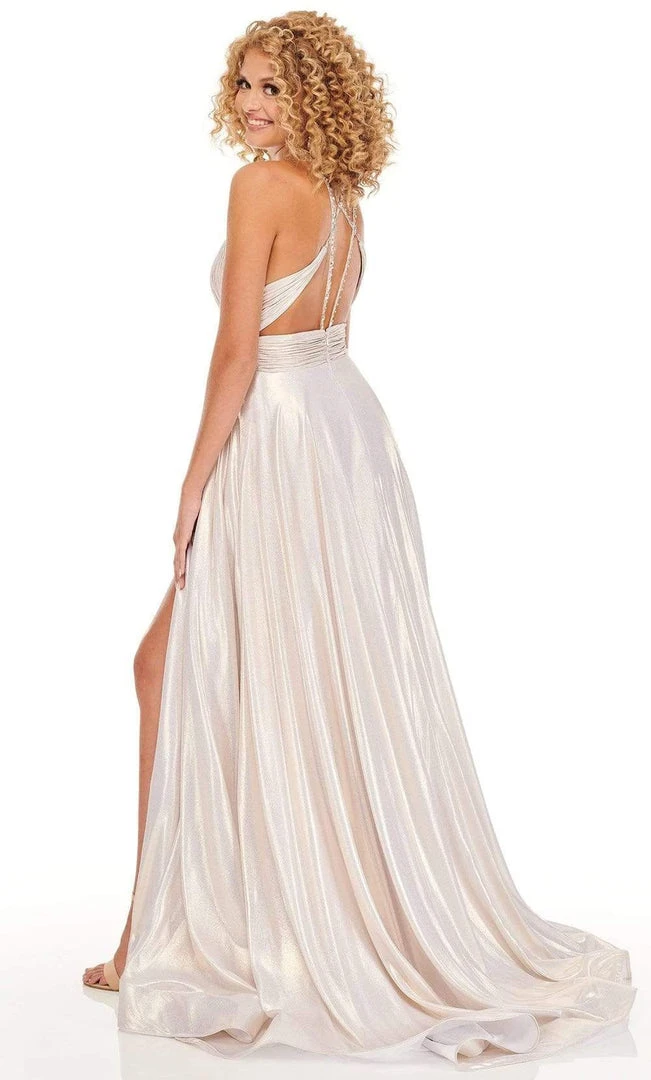 Rachel Allan - 70098 High Halter A-Line Dress With Slit 6 Rachel Allan - 70098 High Halter A-Line Dress With Slit