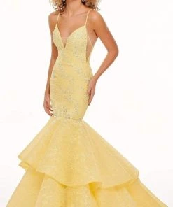 Rachel Allan - 70122 Beaded Plunging Sweetheart Mermaid Dress