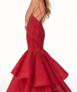 Rachel Allan - 70122 Beaded Plunging Sweetheart Mermaid Dress