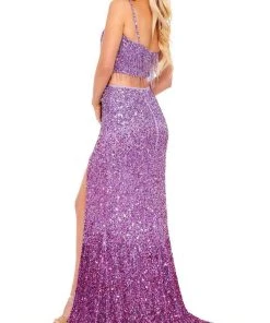 Rachel Allan - 70141 Two-Piece Dress With Straps And Slit