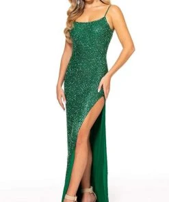 Rachel Allan - 70152 Scoop Back High Slit Gown