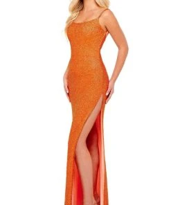 Rachel Allan - 70152 Scoop Back High Slit Gown