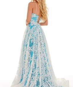 Rachel Allan - 70160 Lace Pattern A-Line Evening Dress