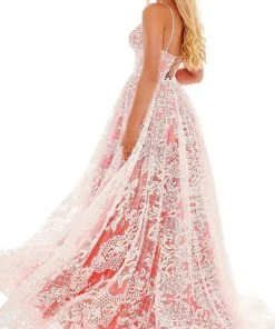 Rachel Allan - 70160 Lace Pattern A-Line Evening Dress