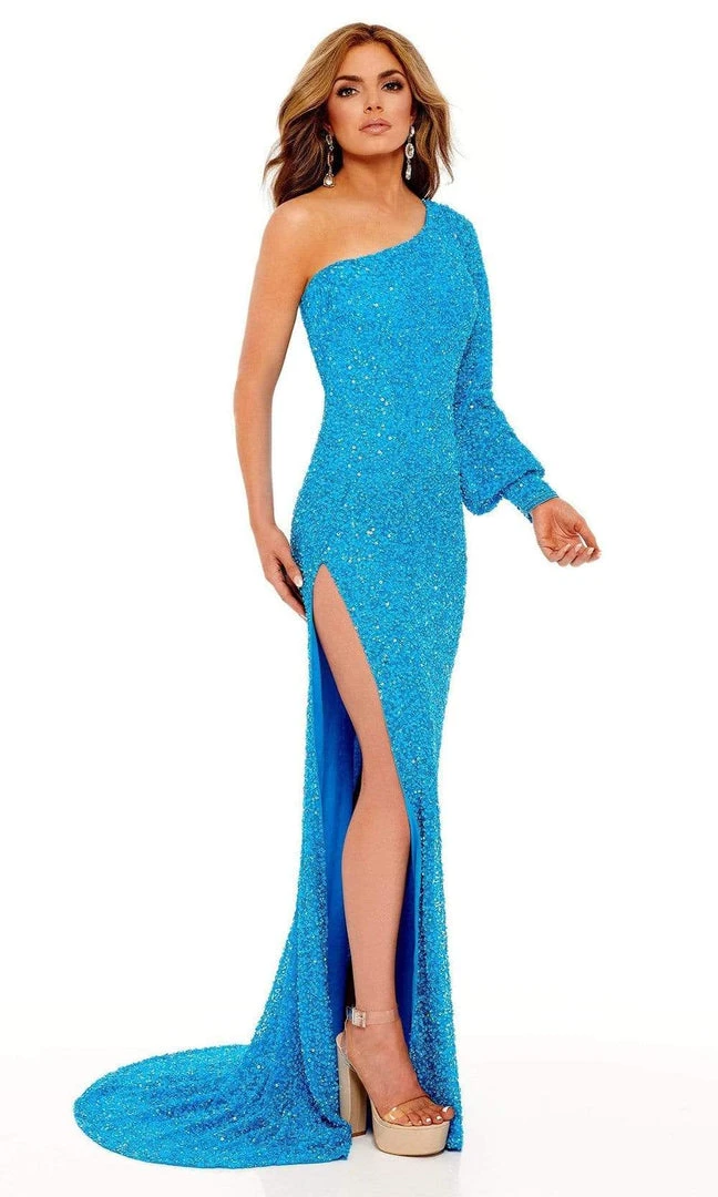 Rachel Allan - 70171 Bishop Sleeve Sequin Gown With Slit 3 Rachel Allan - 70171 Bishop Sleeve Sequin Gown With Slit