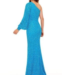 Rachel Allan - 70171 Bishop Sleeve Sequin Gown With Slit 5 Rachel Allan - 70171 Bishop Sleeve Sequin Gown With Slit