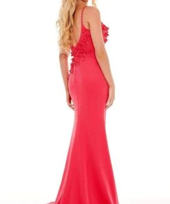 Rachel Allan - 70175 Floral Applique Sheath Gown