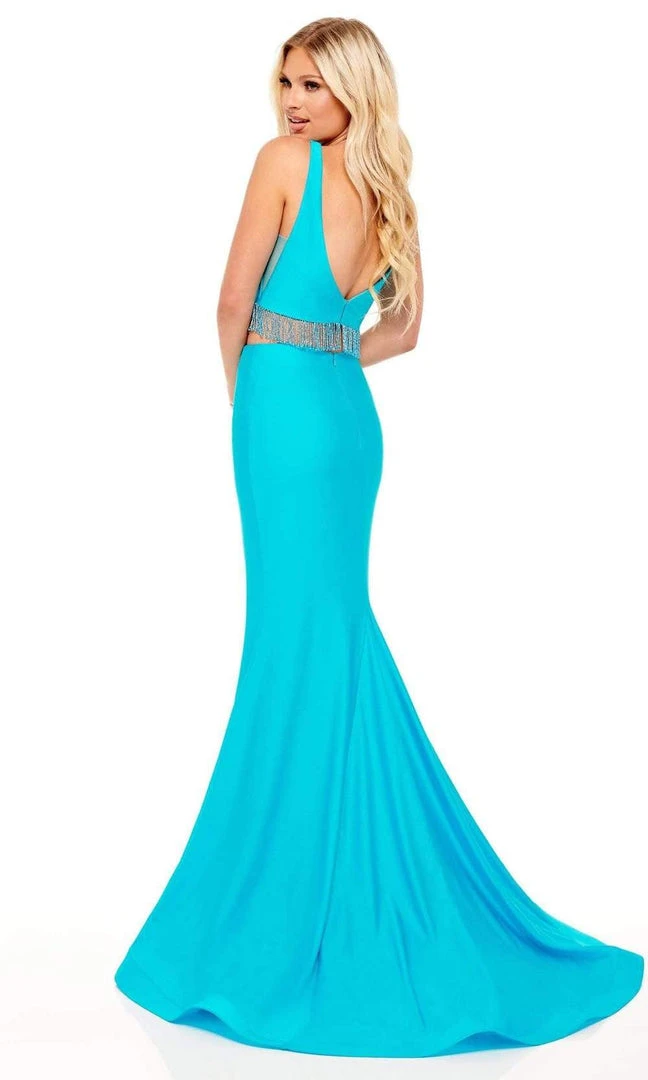 Rachel Allan - 70196 Plunging V-Neck Fringe Evening Dress 6 Rachel Allan - 70196 Plunging V-Neck Fringe Evening Dress