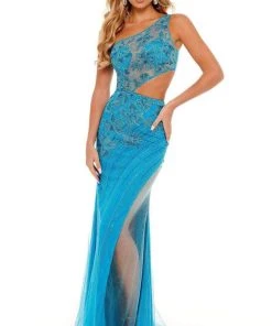 Rachel Allan - 70201 Asymmetrical Floral Evening Dress