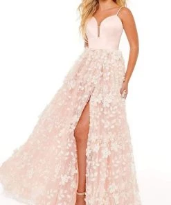 Rachel Allan - 70220 A-Line Embroidery Lace-Up Gown