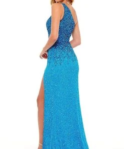 Rachel Allan - 70222 Assymetrical Fitted Ombre Gown