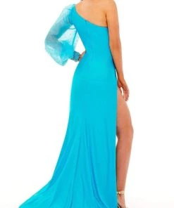 Rachel Allan - 70225 Fitted Asymmetrical Evening Gown