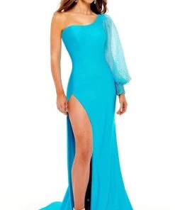 Rachel Allan - 70225 Fitted Asymmetrical Evening Gown