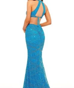 Rachel Allan - 70226 Beaded Sequin Halter Fitted Gown 9 Rachel Allan - 70226 Beaded Sequin Halter Fitted Gown