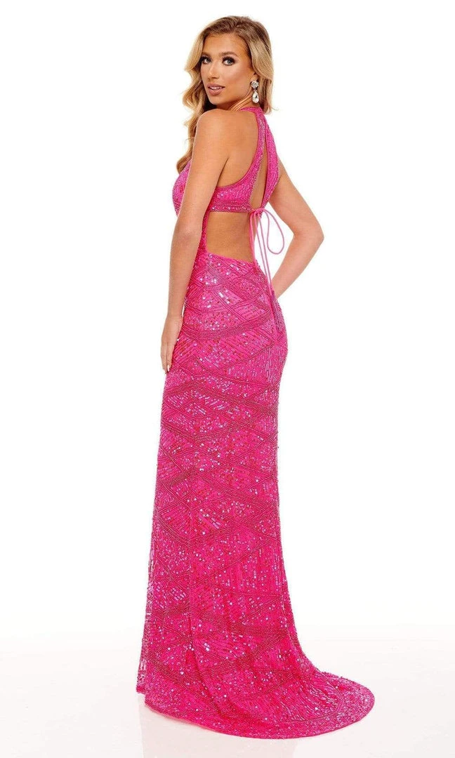 Rachel Allan - 70226 Beaded Sequin Halter Fitted Gown 4 Rachel Allan - 70226 Beaded Sequin Halter Fitted Gown