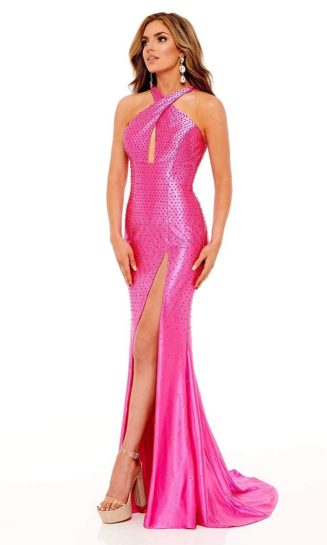 Rachel Allan - 70232 Rhinestone Criss-Cross Halter Dress 3 Rachel Allan - 70232 Rhinestone Criss-Cross Halter Dress