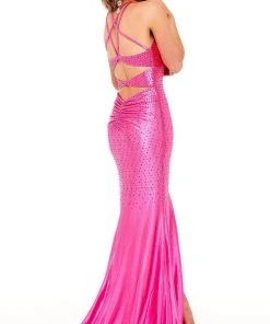 Rachel Allan - 70232 Rhinestone Criss-Cross Halter Dress 7 Rachel Allan - 70232 Rhinestone Criss-Cross Halter Dress