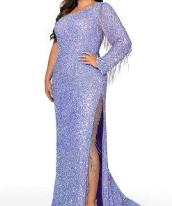 Rachel Allan - 70236W Asymmetric One Long Sleeve Dress