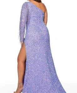 Rachel Allan - 70236W Asymmetric One Long Sleeve Dress 5 Rachel Allan - 70236W Asymmetric One Long Sleeve Dress