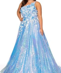 Rachel Allan - 70267W Floral Detailed One Shoulder Gown