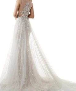 Rachel Allan - M771 Illusion Plunging Neck Beaded Mermaid Wedding Gown 16 Rachel Allan - M771 Illusion Plunging Neck Beaded Mermaid Wedding Gown