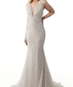 Rachel Allan - M771 Illusion Plunging Neck Beaded Mermaid Wedding Gown 15 Rachel Allan - M771 Illusion Plunging Neck Beaded Mermaid Wedding Gown