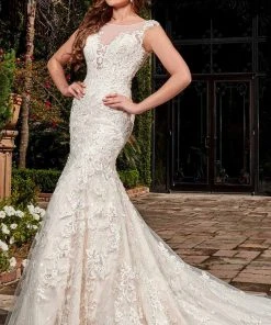 Rachel Allan - M772 Illusion Yoke Embellished Lace Mermaid Bridal Gown