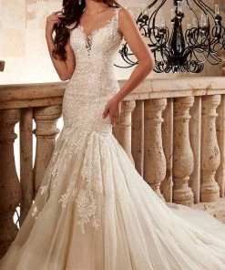 Rachel Allan - M774 Illusion Sweetheart Neck Mermaid Wedding Gown