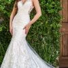 Rachel Allan - M775 V-Neck Embroidered Tulle Mermaid Wedding Gown