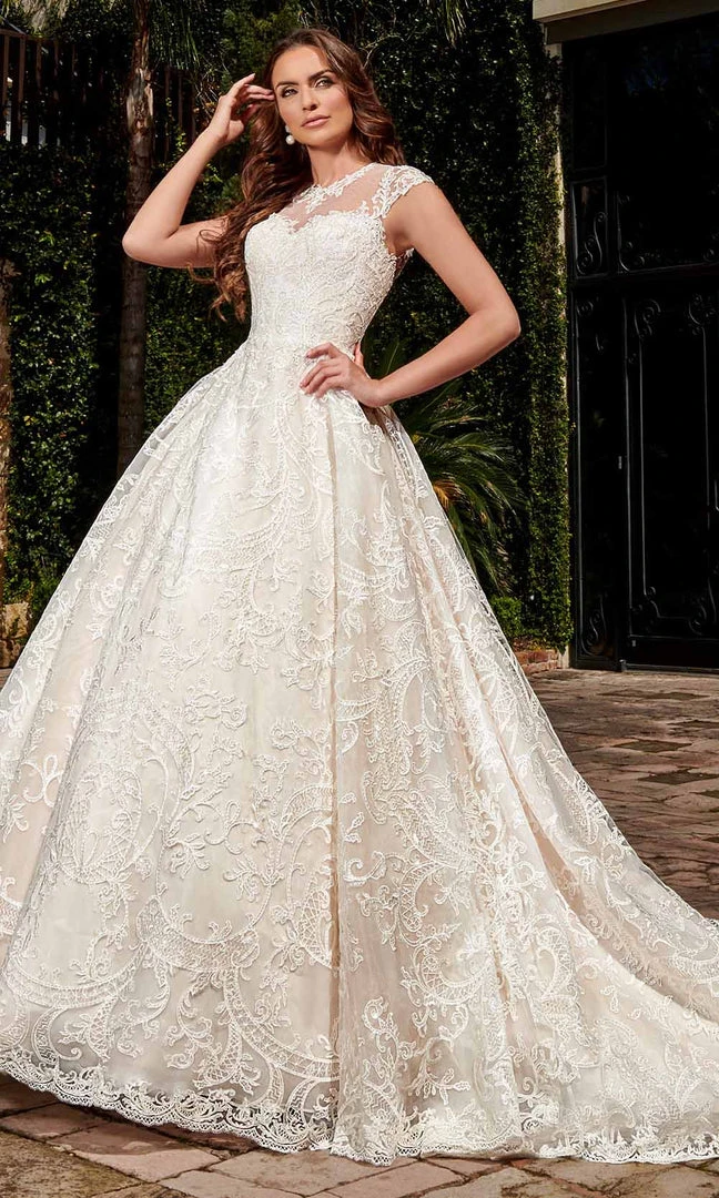 Rachel Allan - M777 Allover Embroidered Tulle Ballgown Wedding Dress 6 Rachel Allan - M777 Allover Embroidered Tulle Ballgown Wedding Dress