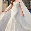 Rachel Allan - M781 Embroidered Lace Mermaid Wedding Gown With Cape