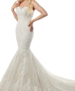 Rachel Allan - M781 Embroidered Lace Mermaid Wedding Gown With Cape