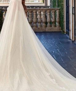 Rachel Allan - M781 Embroidered Lace Mermaid Wedding Gown With Cape