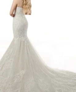 Rachel Allan - M781 Embroidered Lace Mermaid Wedding Gown With Cape