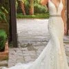 Rachel Allan - M785 Embroidered Deep V Neck Mermaid Gown With Overlay