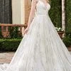 Rachel Allan - M788 V Neck Glittered A-line Bridal Dress 2 Rachel Allan - M788 V Neck Glittered A-line Bridal Dress