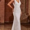 Rachel Allan - M797 Embellished V Neck Sheath Gown