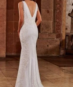 Rachel Allan - M797 Embellished V Neck Sheath Gown