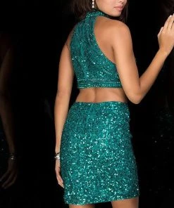 Scala - 25423 Two-piece High Halter Neck Sheath Dress