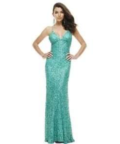 Scala - 47551 Full Sequins Open Back Fitted Evening Gown 22 Scala - 47551 Full Sequins Open Back Fitted Evening Gown