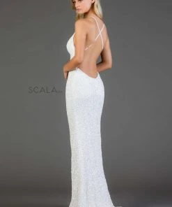 Scala - 47551 Full Sequins Open Back Fitted Evening Gown 31 Scala - 47551 Full Sequins Open Back Fitted Evening Gown