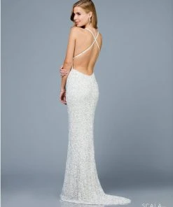 Scala - 47551 Full Sequins Open Back Fitted Evening Gown 21 Scala - 47551 Full Sequins Open Back Fitted Evening Gown