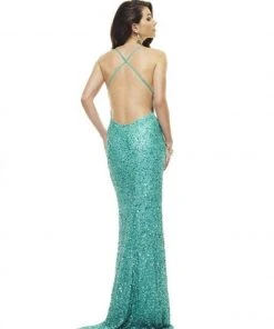 Scala - 47551 Full Sequins Open Back Fitted Evening Gown 23 Scala - 47551 Full Sequins Open Back Fitted Evening Gown