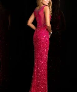 Scala - 48670 Long High Neck Dress With Side Slit