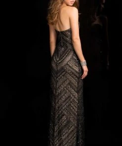 Scala - 48705 Strapless Beaded Prom Dress With Side Slit