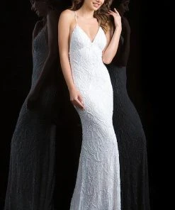 Scala - 48710 Gorgeous Low Open Back Spaghetti Straps Evening Dress